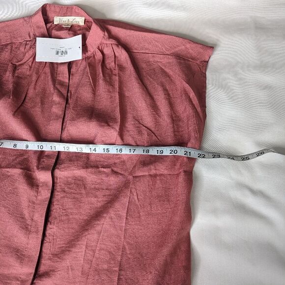 New Vine & Love Small Textured Button Down Rose Pink Shirt - Picture 4 of 8